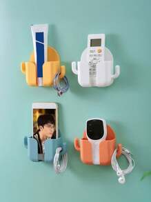 1 pièce Support mural pour téléphone portable sans perçage, boîte de rangement multifonction créative pour télécommande, support de chargement mural pour téléphone portable, support de chargement et de rangement de chevet, produits ménagers