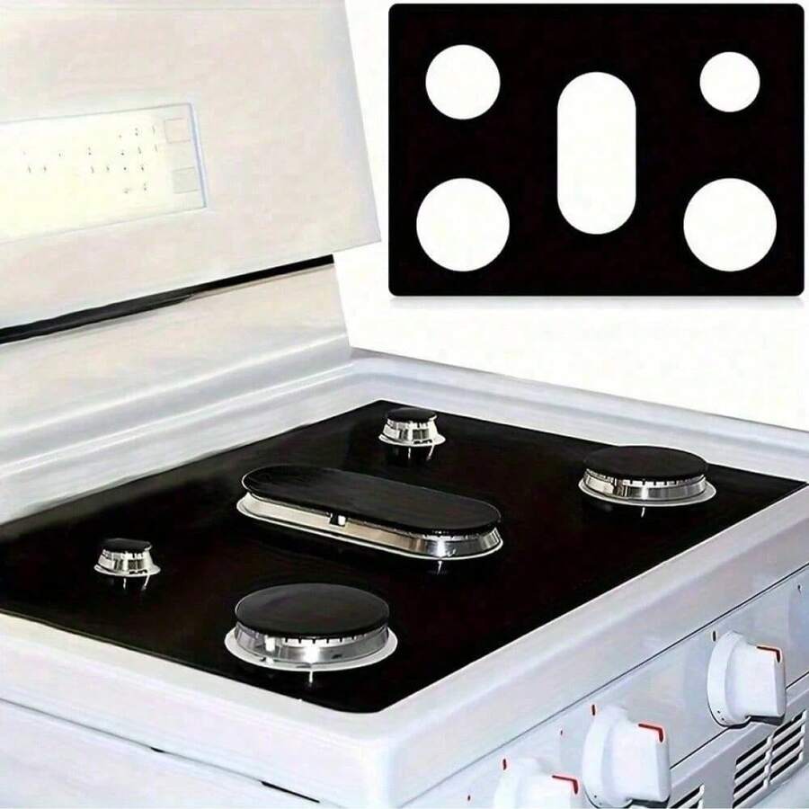 1 Pc Non-Stick Gas Stove Cover Protector, Suitable For Furniture, Kitchen, Dining Room, Reusable And Washable Gas Stove Cover Sealing Ring, Kitchen Cleaning Pad, Gas Stove Protective Cover, Anti-Fouling Pad, Five-Hole Anti-Oil Stove Top Protector, Kitchen Utensils, Ideal Household Kitchen Supplies - Multicolor - View 1