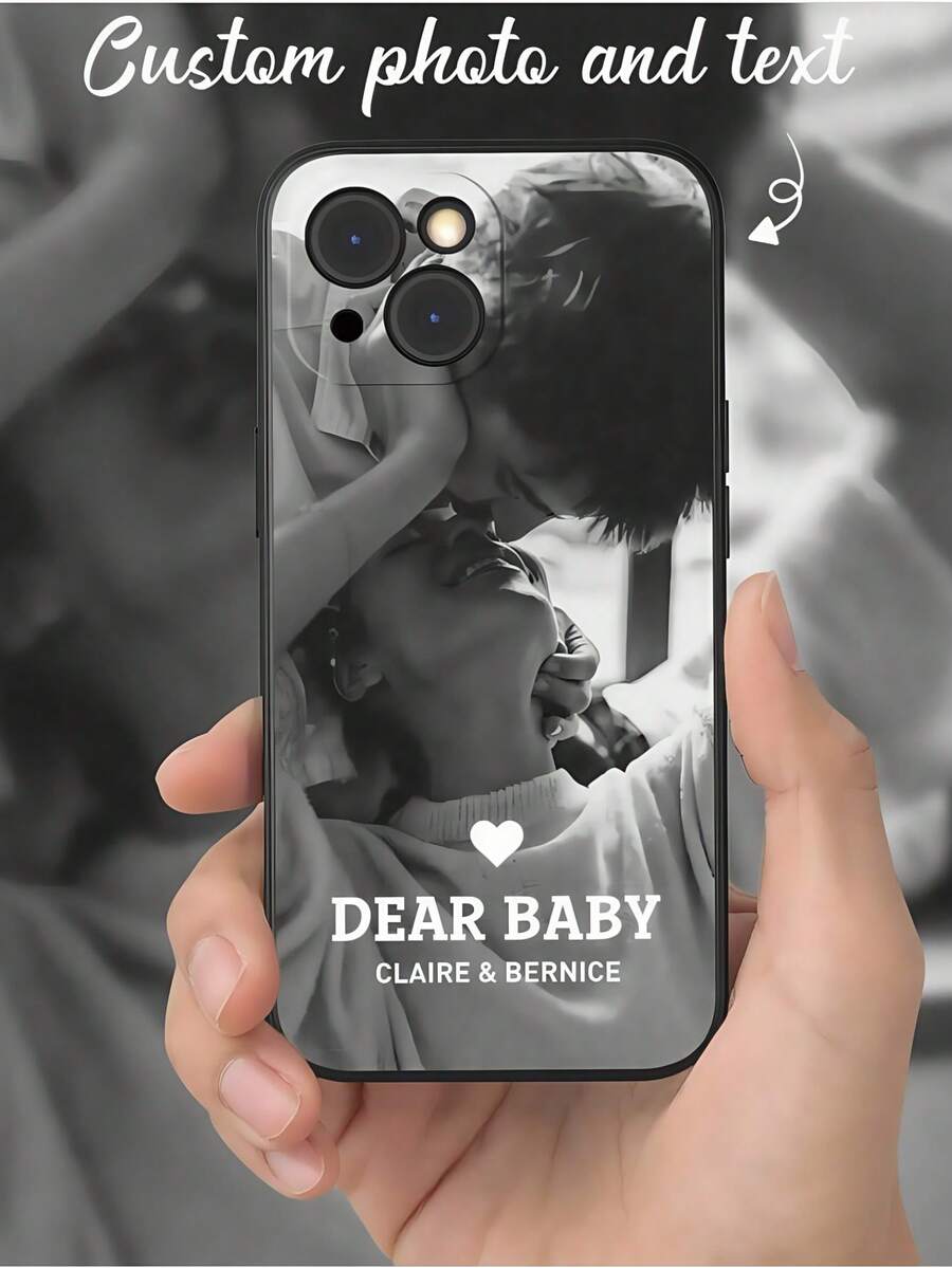 1pc Customizable Photo & Text Printed TPU Shockproof Protective Phone Case, Compatible With IPhone 16, 15, 14, 13, 12, 11 Pro Max, 17, Redmi, OPPO Series, Ideal Gift For Friends, Family, Girlfriend, Birthday, Valentine's Day, Holidays, Thanksgiving, Christmas, Father's Day