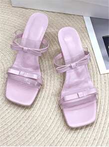 Women's Fashion Butterfly Square Toe Soft Bottom Anti-Slip Elegant High Heel Sandals