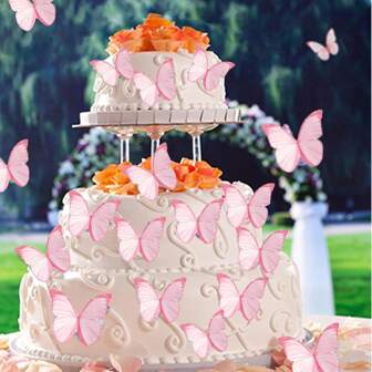 48Pcs Edible Butterflies Cake Topper Edible Butterfly Cupcake Toppers Wafer Paper Butterflies Edible Butterfly Cake Decorations For Wedding Birthday Party Cupcakes Decorating (Pink)