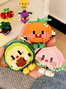 Set de 4213 piezas de bloques de construcción de frutas encantadoras - Aguacate, Sandía, Melocotón, Durian, Cereza, Kiwi, Fresa, Arándano, Rambután, Mangostán, Naranja, Plátano; Bloques de construcción educativos creativos de comida realista para decoración del hogar, regalo de cumpleaños