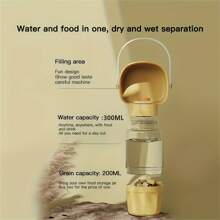 1 pièce, Bouteille d'eau portable pour animaux de compagnie, bol d'alimentation et de boisson bifonction pour chiens et chats en voyage, en plastique résistant à la chaleur, bouteille d'eau de sport, tasse compagnon pour animaux de compagnie, double usage pour la distribution d'eau et de nourriture, bol d'eau pour chien, bol à boire pour chat, convient aux chiens, chats, fournitures de voyage pour animaux de compagnie en plein air