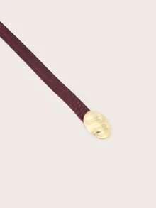 1条女士不对称圆扣鳄鱼纹腰带，时尚简约个性腰带，适合日常佩戴 - 彩色 - 查看 7