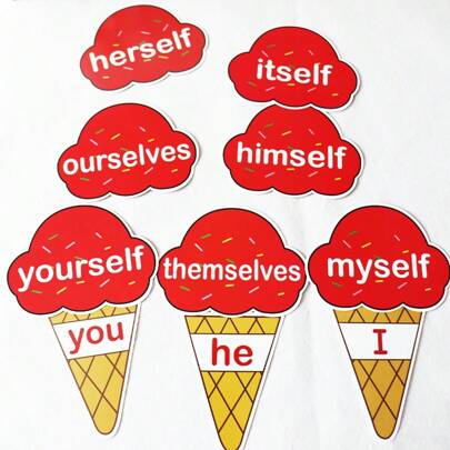 BELLKIDS 29 Pcs Grammar Cards, Ice Cream Style, Four-Color, Matching Games, Learning Cards, Interactive Props, Classroom Activity Sets, Study Supplies, Returning To School, Essential Items For Teachers, Family