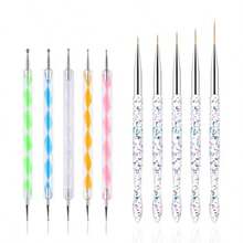 Nail Dotting Tools 10 Pcs Kit 5 Pcs Doubleend Nail Dotting Tools And 5 Pcs Nail Art Liner Brushes Nail Art Design Tools - Multicolor - View 1