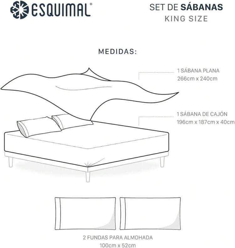 ESQUIMAL Juego de Sábanas Cálidas para el Invierno, Ultra Suaves, Cubre Colchones de hasta 40 cms de Alto (Varadero (Café), King Size) UGUQ - Tomas (Gris) - Añade 5