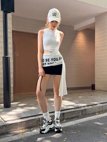 DareSee 女士运动坡跟运动鞋，字母图案系带运动鞋，适合音乐节、Y2KFest、秋季、圣诞节、冬季等场合，是理想的圣诞礼物之选。