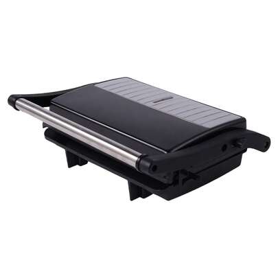 SCISHARE 1pc 27.7x22.3x9.3cm 3-In-1 Panini Maker, Sandwich Toaster & Electric Grill, 1000W, 180° Openable 23x14.5cm Cooking Plates, Double-Sided Cooking, Even Heating, Non-Stick Coating, Heat-Resistant Handle, Easy Storage, Black - Ideal For Breakfast And Home Grilling