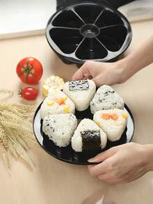 1 件六合一寿司制作套件 - 三角形米饭和蔬菜卷模具，塑料，厨房必备，模具寿司制作套件 | 三角形设计 | 易于清洁的材料