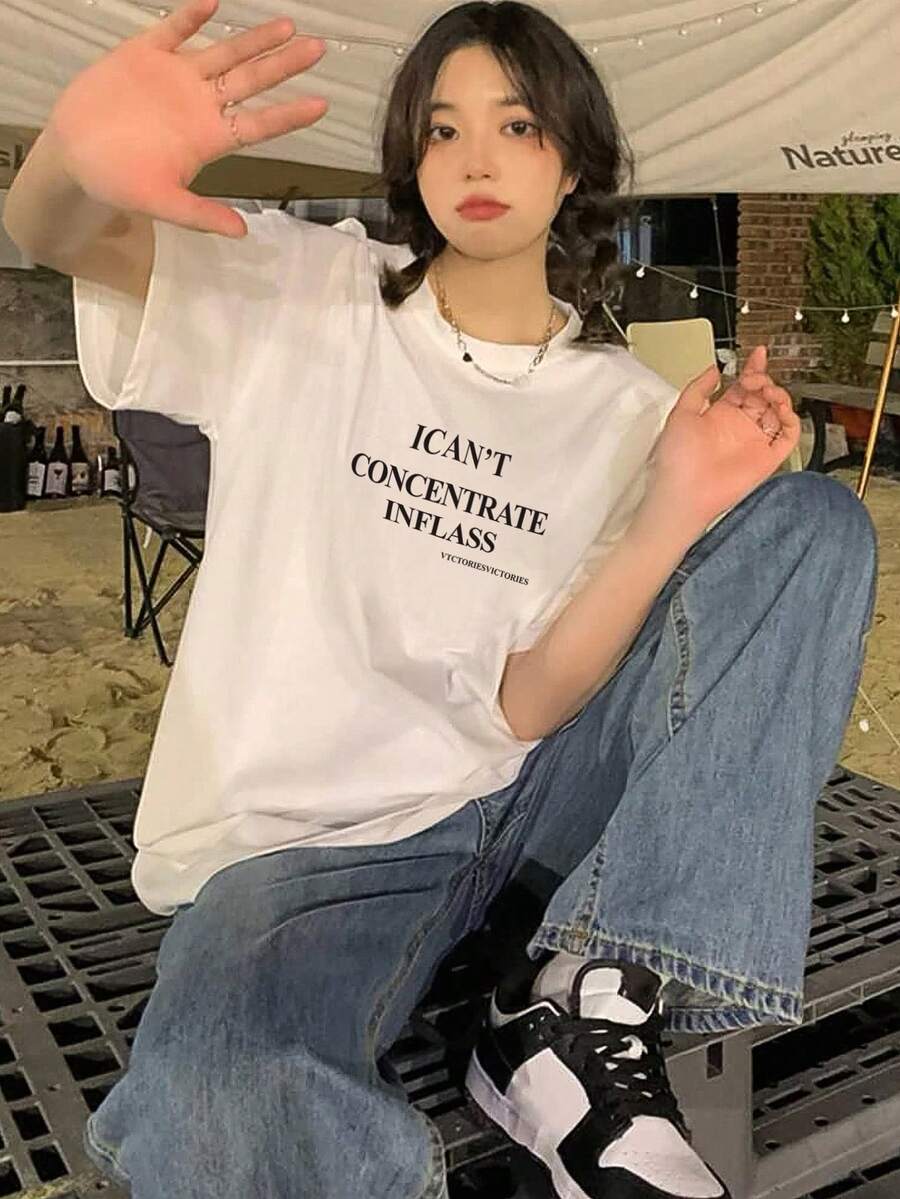 200g Pure Cotton T-Shirt 2025 Summer Ladies New Short Sleeve Pure Cotton Holiday Pattern Short Sleeve Round Neck Couple Wear Small Shirt Tops - 白色 - 查看 1