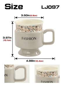 1pc Elegant French Style Ceramic Stemware, 3 Color Options, Suitable For Home/Restaurant, Breakfast/Milk/Coffee Cup