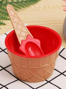 1/3/6pcs Ice Cream Mixing Bowl Set Spoon - , Easy To Clean, Cute DIY Ice Cream Bowl