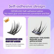 [33Pcs]GENIELASH Swallow Glue Free False Eyelash | Self-Adhesive Eyelash | No Glue Eyelash Lash