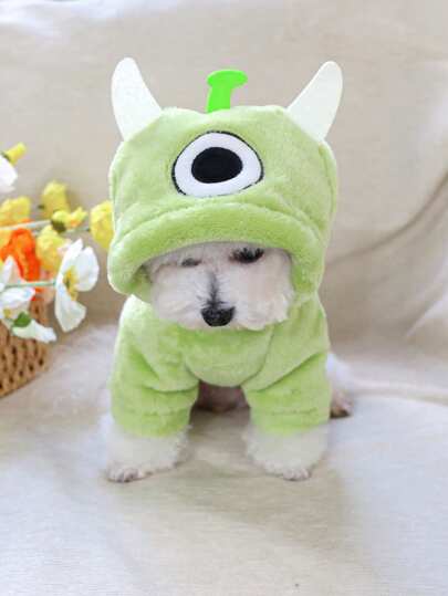 1pc Pet Clothes Happy Puppy Cartoon Short Flannel Outfit - Antenna Pet