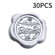 30 Pcs Self-Adhesive Wax Seal Stickers, "Happy Birthday" Pattern , 9 Color Choices, For Birthday Party Invitations, Envelopes, Gift Decorations, Souvenirs, Christmas Cards, Gift Wrapping,School Supplies,Back To School