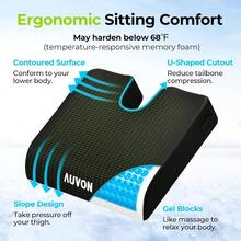 Gel Wheelchair Seat Cushion Relieve Sciatica Back Coccyx Prure Sore And Ulcer Pain Refreshing Ergonomic Chair Cushion With Waterproof Silk Fabric AntiSlip Cover Ovable Strap - 黑色 - 查看 3