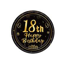 10pcs/20pcs/40pcs/60pcs/Set,18th Birthday Decorations , Happy 18th Birthday Black And Gold Birthday Plates Napkins Tableware For Her Him 18th Birthday Party Gifts Halloween Table Decorations - Black 18 Years Old - View 11