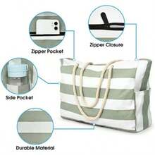 Borsa da spiaggia impermeabile di grandi dimensioni da donna, con chiusura a cerniera, a prova di sabbia e impermeabile, adatta per costumi da bagno e piscine, con motivo casuale