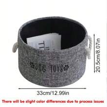 Large Canvas Dog Toy Storage Basket - Spacious Round Pet Toy & Accessory Organizer