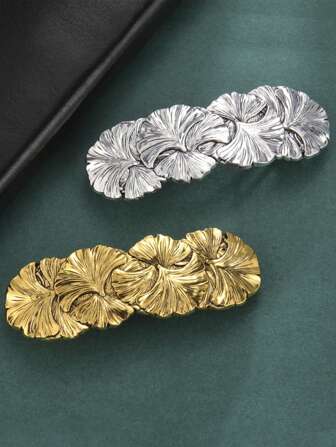 1pc Vintage Gold Color Gingko Leaf Duck Clip, Women Metal Alloy Hair Clip ,Hair Accessory, Claw Clips, Duckbill Clip, Clips For Hair, Hair Slide, Hair Claws