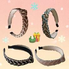 1 Piece Bohemian Wide Knot Headband With Embroidered Leaf Design – Fashionable Polyester Hair Accessory Suitable Daily And Party Wear, Hand Wash Only, Available In Various Colors (Blue Green Leaf Pattern, White And Black Geometric, Pink Floral, Beige And Brown Twisted Rope), Multifunctional Headwear|Bohemian Headband|Polyester Fiber Ribbon, Cute Hair Accessory - 綠色 - 查看 5