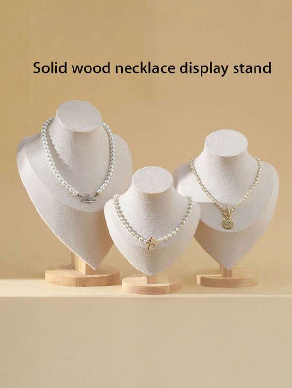 1pc Wooden Necklace Bracelet Pendant Display Holder For Women Storage Organizer Travel Essentials Back To School Dormitory Storage