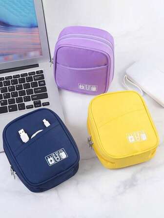 小型迷你收纳袋防水旅行袋电缆整理袋电子配件便携包旅行电缆整理袋便携式收纳袋适用于小型电子产品和配件科技包电子收纳袋兼容笔记本电脑充电器鼠标线集线器移动电源耳机洗漱用品化妆品可折叠收纳袋适用于化妆品洗漱用品刷子男女工具旅行必需品办公室必需品宿舍必需品