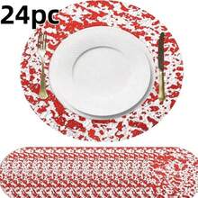 12/24/50/100/150 Stücke 33cm rundes Einweg-Besteck-Set in Goldfarbe, elegante Folie Tisch-Deko, geeignet für Hochzeit, Party, Veranstaltung, Weihnachten, Thanksgiving, Geburtstag, Abschluss, Candle-Light-Dinner, Valentinstag und Single-Party