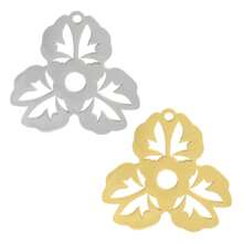 2pcs Fashionable 304 Stainless Steel Gold/Silver Plant & Flower Pattern Pendant, Vacuum Electroplated Durable Craft, Suitable For Necklace, Earrings, DIY Jewelry Making
