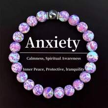 1pc/Snowflake Obsidian And Asteroid Jasper Handmade Beaded Bracelet Unisex For Sleep And Stress Relief, Elastic Homeopathic Jewelry