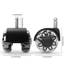 Office Chair Wheels 2 Inches Replacement Rubber Chair Casters For Hardwood Floors And Carpet, Set Of 5, Heavy Duty Casters For Chairs To Replace Office Chair Mats - (Not For 1KEA) - 黑色 - 查看 7