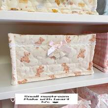 1 Cute Pink And Blue Three-Dimensional Bow Lace Storage Basket, Desktop Sundries Storage Basket, Makeup Brush Skin Care Storage Basket, Desktop Decoration, Cosmetics Organizer, Portable Picnic Basket, Valentine's Day Gift,For Back To School - 彩色 - 查看 9