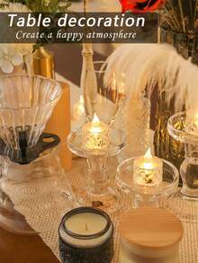 24Pack Flameless LED Tea Lights Candles Battery Operated, Flickering Lights For Yoga/Home/Wedding Decor, Holiday Gifts & Romantic Ambiance Decorate,Crystal Accented Plastic Candles For Indoor Decor, Perfect For Christmas, Parties,Outdoor,Table, Halloween,Anniversaries, Holidays And Proposals,Dining Room, Camping, Autumn Decoration, Harvest Day Decoration, Room Decoration, Bedroom Decoration(Warm White,Battery Included) (1.5" 1.9") - 彩色 - 查看 5
