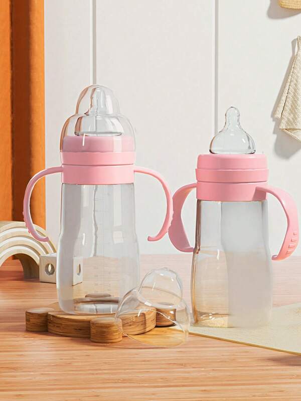 1pc 140ml/240ml Wide Mouth Silicone Baby Bottle, Heat-Resistant, Clear Measurement Scale, Soft Silicone Nipple, Detachable Design, Suitable For Newborns, Infants, Milk And Water Feeding, Great Gift For Holiday