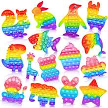 3 件动物流行烦躁玩具派对礼物、学校宿舍社交玩具、开学季减压礼盒、生日礼品袋填充物、弹出式小饰品、圣诞袜填充物、彩色罐子填充物、嘉年华奖品、学校教室奖品、宝箱玩具、彩色罐子填充物、礼品袋、适合 3 岁以上男孩和女孩的减压散装玩具（颜色款式随机） - 彩色 - 查看 1