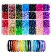 840/1680PCS 6mm Glass Beads For Jewelry Making, 56 Colors Crystal Beads Bracelets Making Kit, Round Beads Suitable For Beginners - Multicolor - View 3