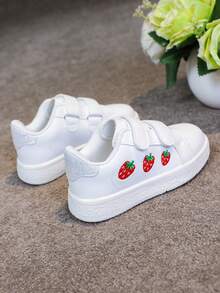 1 đôi giày thể thao vải bố unisex, thoải mái, thoáng khí, thêu hình hoạt hình, giày đế bằng cho học sinh, giày chạy bộ thời trang, dễ thương, năng động. - trắng - Xem 5