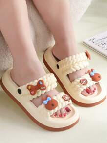 1 Pair Women's Removable Flower Decor Soft-Step Sandals, Two-In-One Design, Versatile Beach Slides