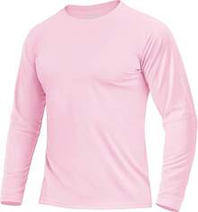 Camiseta de manga larga Boladeci para hombres con protección UPF 50 contra los rayos UV, de secado rápido y ligera, tipo rash guard para natación - Rosa Pálido - Ver 1