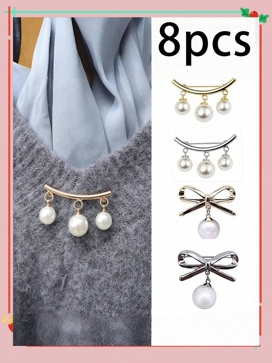 8 piezas Alfileres, Alfiler, Alfileres para ropa, Broches para damas, Pinzas para la ropa, Alfiler, Alfileres, Alfileres para ropa, Cubierta para escote bajo, Broches y alfileres para mujeres, Alfileres de broche - Multicolor - Ver 1