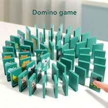 Wooden Animal Fruit Matching Connect 4 Dominoes Table Top Memory Game Toy, Logic Thinking & Cognitive Development Educational Game - Multicolor - View 5