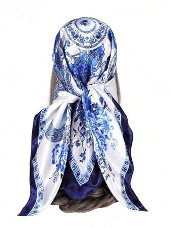 Boho 1 Pc 90cm Women Bandana Paisley Printed Square Scarf, Casual Sunscreen Head Wrap & Neck Scarf, Suitable For Nighttime Breast Wrapping, Sleeping And Daily Wear, Can Be Worn As A Square Scarf, Headwrap Or Bandana Top