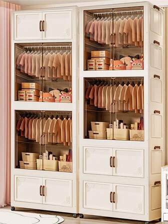 5/4/3/2/1 nivå Ingen montering krävs Vuxen babygarderob, Enkelt barnkläderförvaringsskåp, Plastorganiseringsskåp för hushåll, Hopfällbart