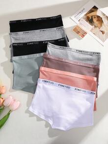 8PCS Cotton Full Coverage Women's  BoyShorts Panties - 彩色 - 查看 2