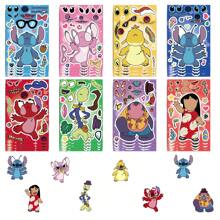 Disney 8pcs Disney  Make A Face Puzzle Stickers Graffiti DIY Diary Planner Phone Laptop Luggage Skateboard Car Birthday Gift Decals Waterproof Toys