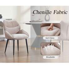 chairus Set di 2 sedie da pranzo moderne chairus, sedie da cucina imbottite in ciniglia con gambe in metallo, sedie da ricevimento con schienale per sala da pranzo, soggiorno, balcone