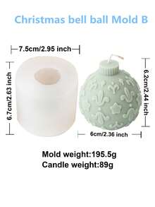Molde de silicona para velas en forma de bola de nieve navideña, molde para velas decorativas en forma de bola de Navidad, bolas para el árbol de Navidad, ornamento de muebles de yeso, molde de silicona para velas con joyas, molde de jabón, molde de resina - Blanco - Ver 5