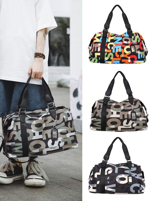 Unisex Large Capacity Travel Bag, Sports Gym Bag, Overnight Bag, Shoulder Handbag, Waterproof Storage Bag For Short Trip