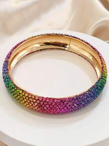 1 pièce Bracelet vintage bohème de luxe tout en strass, imprimé léopard, disponible en tailles petite/moyenne/grande, convient pour un usage quotidien, les trajets, les fêtes, les occasions formelles, cadeau de bijoux (couleur aléatoire)
